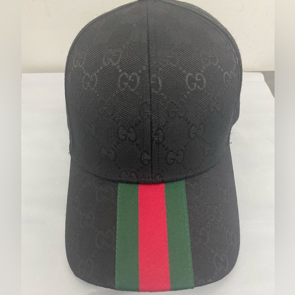 Gucci Black Cap with Red and Green Stripe - Picture 1 of 3